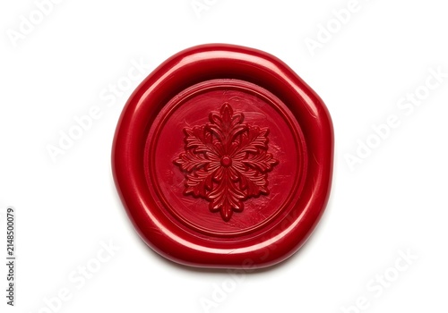 Red wax seal with intricate gold emblem