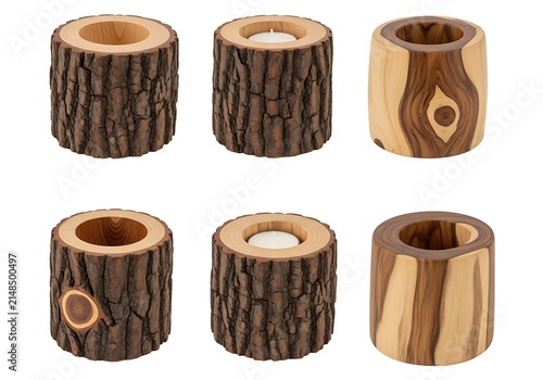 Rustic wooden candle holders from tree stumps