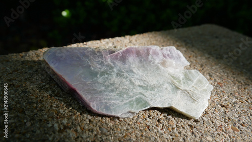 Obraz na płótnie Silver Muscovite with Pink Lepidolite Crystal on Natural Background