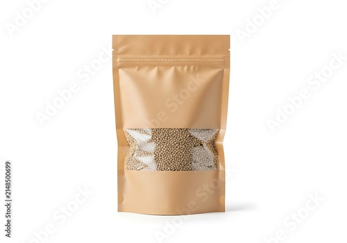 Seeds in a kraft paper stand-up pouch