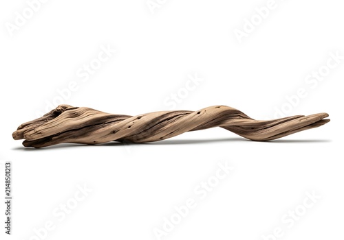 Twisted driftwood on white background