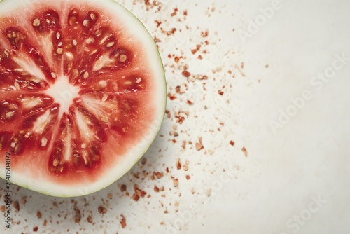 Sliced watermelon in a minimalist close-up