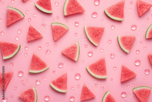 Fresh slices of juicy pink watermelon