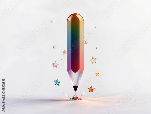 Transparent Rainbow Glass Pencil With Sparkling Stars
