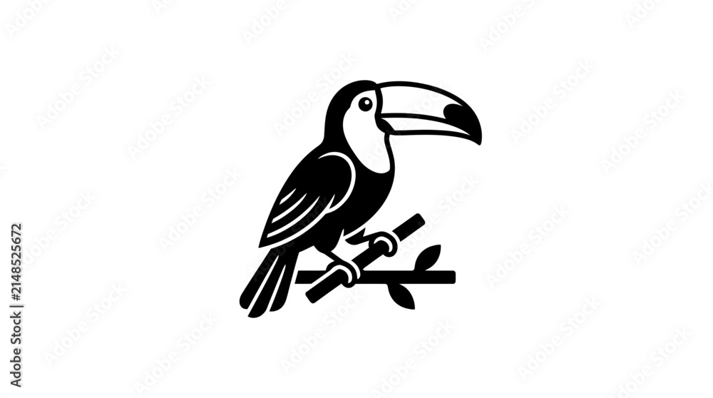Obraz premium Minimalist black and white toucan bird icon