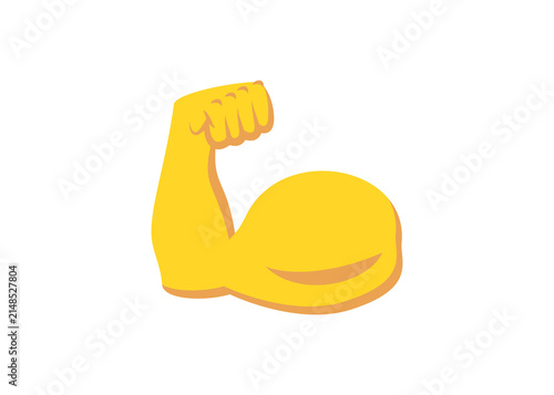 Fotografía Flexed bicep emoji icon with strong muscle arm in flat cartoon style