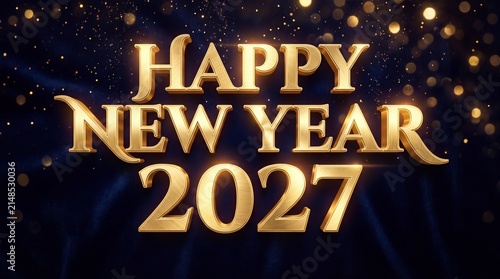 Happy New Year 2027 Gold Text Greeting