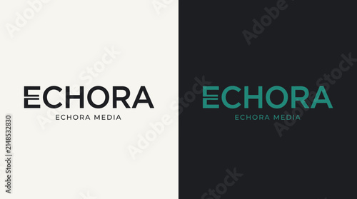 Foto ECHORA logo design Elegant echo-inspired wordmark logo featuring a hidden resona