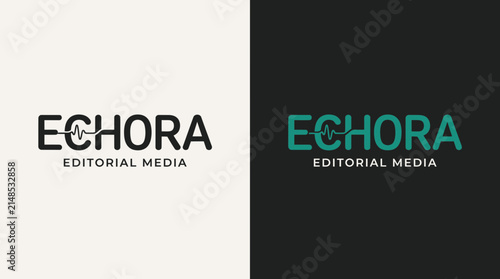 Фотография ECHORA logo design Elegant echo-inspired wordmark logo featuring a hidden resona