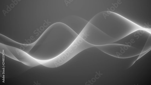 Abstract colorful wavy background in white on black backdrop. Modern colorful wallpaper. Seamless loop animation. 3d rendering.