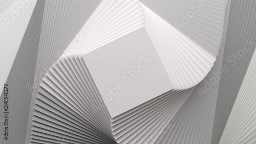 Minimal white repeating square in slow looped rotation. Abstract background in gray color. Modern background for business, event, party, carnival, celebration, anniversary or other. 3D rendering.