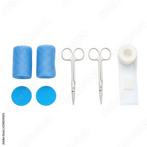 Blue medical suture kit with tools