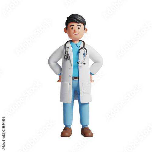 Cartoon doctor standing with stethoscope