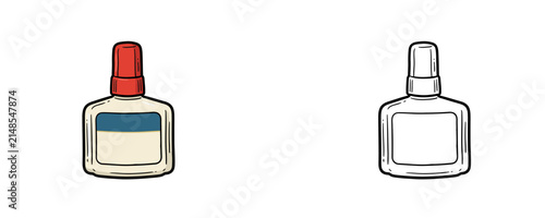 Foto Correction fluid bottle vector illustration in flat colored red cap and white bo