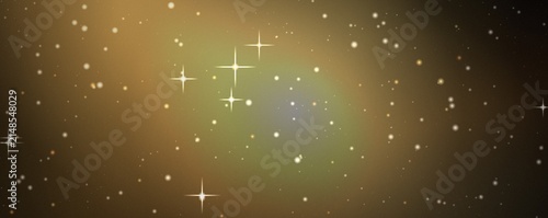 Konstfotografi Golden starry night sky background, with glowing light, particles and sparkling,