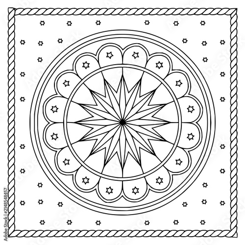 Mandala Pattern with Star Motif and Rope Border