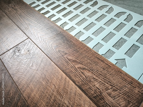 Принти на полотні Laminate and sheet underlay with cutouts for underfloor heating systems