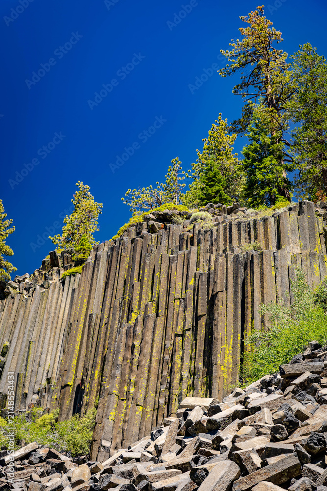 Fototapeta premium Columnar basalt rock formation and talus slope at Devils Postpile National Monument California