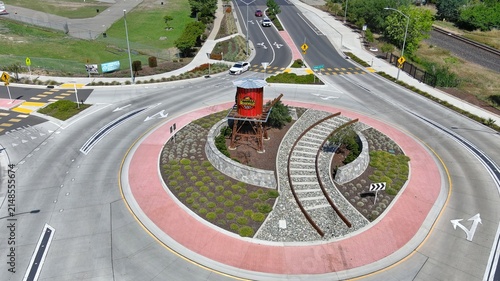 Roseville's new roundabout project is located at the intersection of Washington Boulevard, Lincoln Street and features an iconic water tower and sign.
