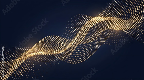 Abstract Golden Halftone Wave with Metallic Dots Vector