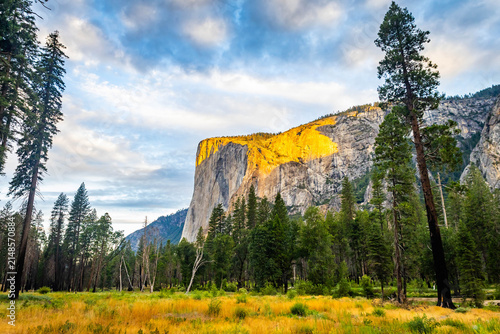 Bild auf Leinwand El Capitan Lit by Golden Sunrise Light in Yosemite National Park