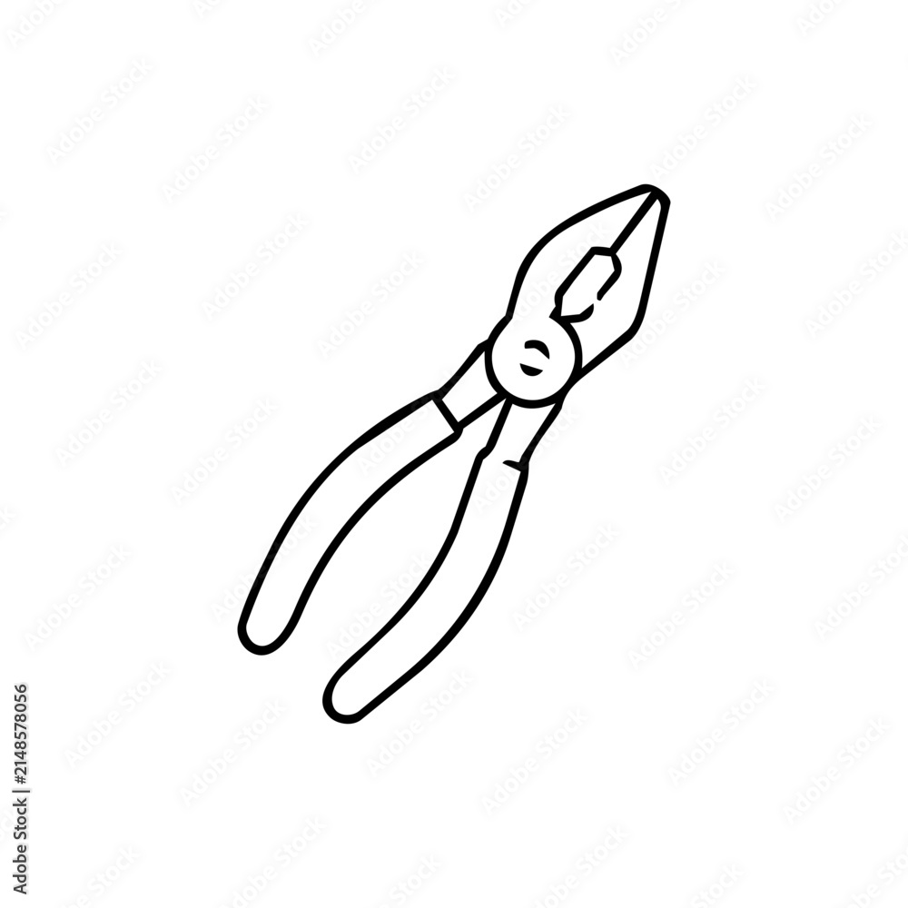 Obraz premium Combination Pliers Outline Vector Icon