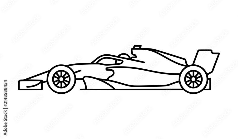 Naklejka premium Modern Formula 1 Car Line Art Vector Outline Illustration