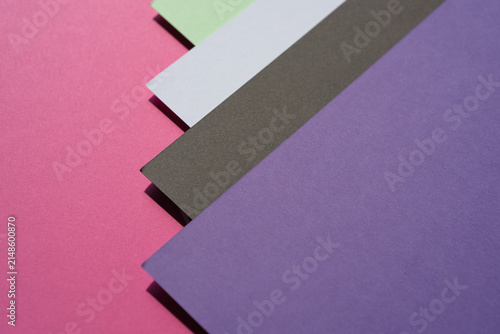 Colored paper, flat cardboard. Writing paper with blank areas