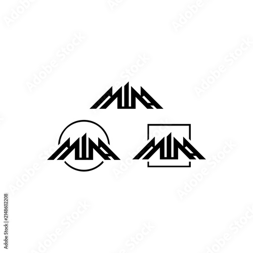 A modern monogram resembling a mountain shape combined with a circle, set within a simple black square against a white background.