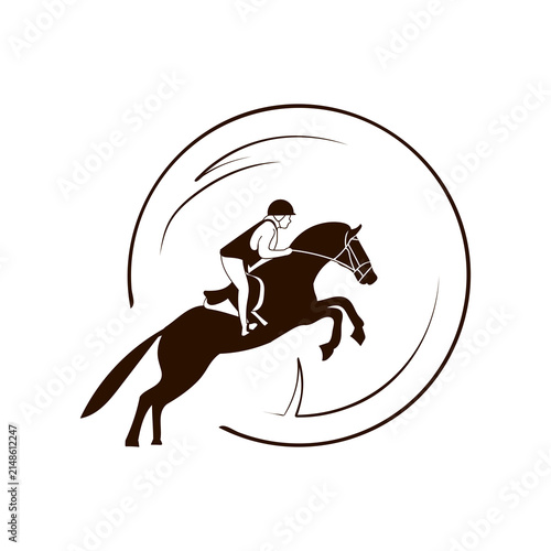 Horse riding instructor training an athlete for a show jumping competition