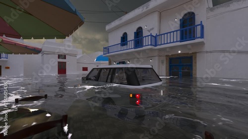 水没した都市　3DCGレンダリング