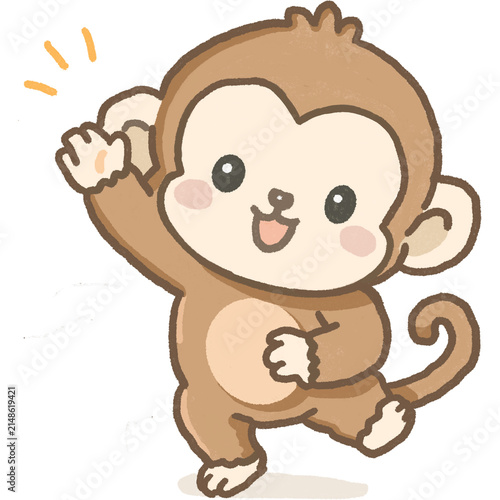 Canvas Print Hand Drawn Cute Monkey Character Illustration
