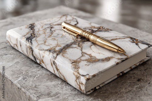 Minimalist book cover mockup on marble slab