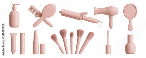 Collection of Pink Beauty and Hair Styling Tools