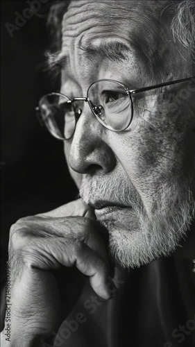 An older man smoking a cigarette in deep thought.