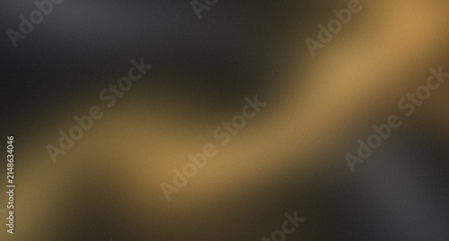 Abstract dark luxury background with glowing wavy gold light beam and warm bronze champagne tones on deep charcoal shadow gradient with vintage grainy noise texture