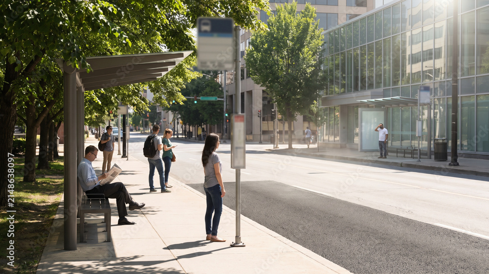 Obraz premium Heat Disparities Between Nearby Transit Stops on Shaded and Exposed Streets