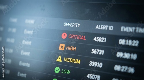 Severity ranking column displayed within an exception alert triage queue interface