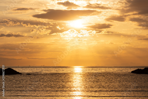 Sunrise on the beach in Rimini, Italy