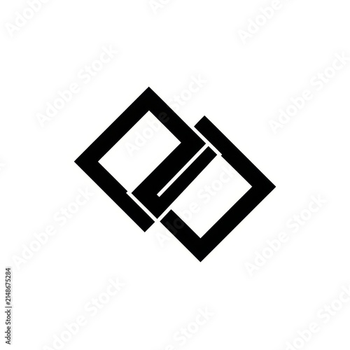 Black geometric square icon design with two overlapping rhombus shapes