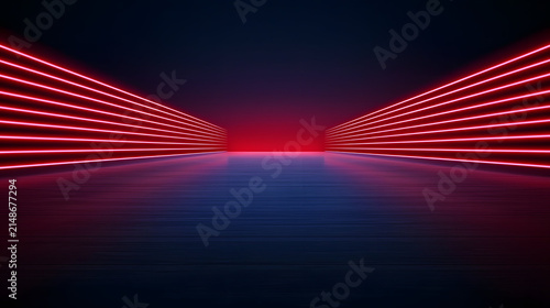 Futuristic technology creates stunning visual with glowing red lines in dark space
