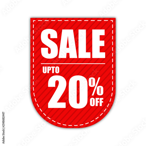 Sale Badge with Up to 20 Percent Off Discount Red Promotional Label Template
