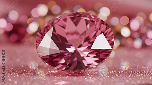 A Luminous Pink Diamond Gemstone Resting Elegantly on a Glittering Sparkling Surface