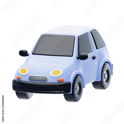 Obraz na płótnie 3D Blue Compact Hatchback Car