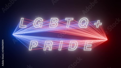 LGBTQ+ Pride Neon Text with Two Moving Laser Beams Seamless Loop