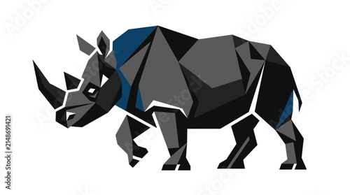 Geometric rhino animal illustration low poly style