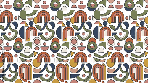 Abstract geometric shapes pattern retro boho style