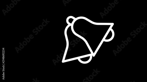 Bells ringing icon animation. Back to school animated icon. White line with isolated black background