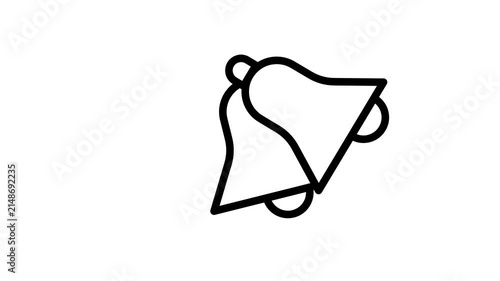Bells ringing icon animation. Back to school animated icon. Black line with isolated white background