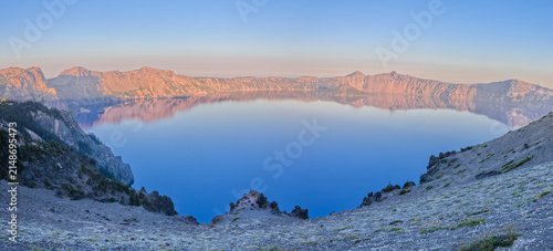 Panorama of Crater Lake National Park During Sunrise